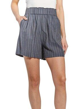 NWOT OAT NY Women's Bermuda Linen-cotton High Waist Shorts with Pockets, Gray, M